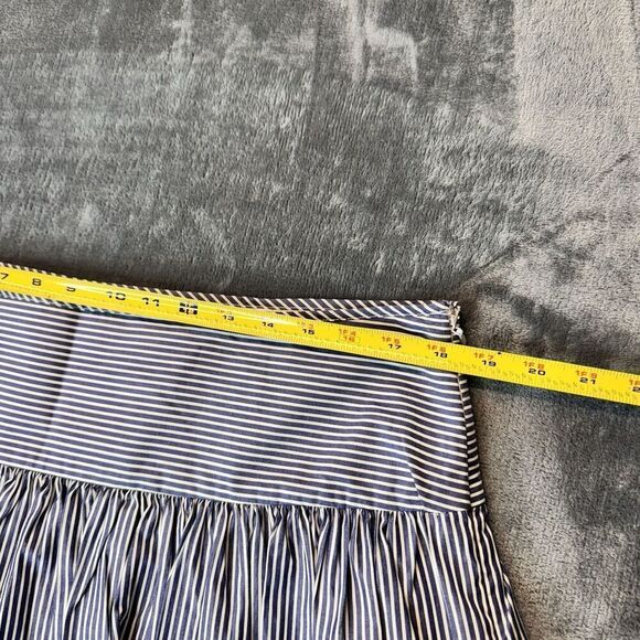 Gap Sz 12 100% Cotton Blue White Striped Skirt Nautical Full Blue A-Line Lined - Picture 14 of 15